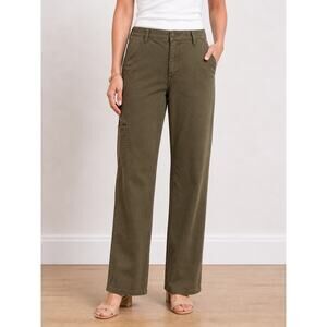 Womens Olive Green Pants Straight Leg Cotton Casual Fashion Bug Size 12